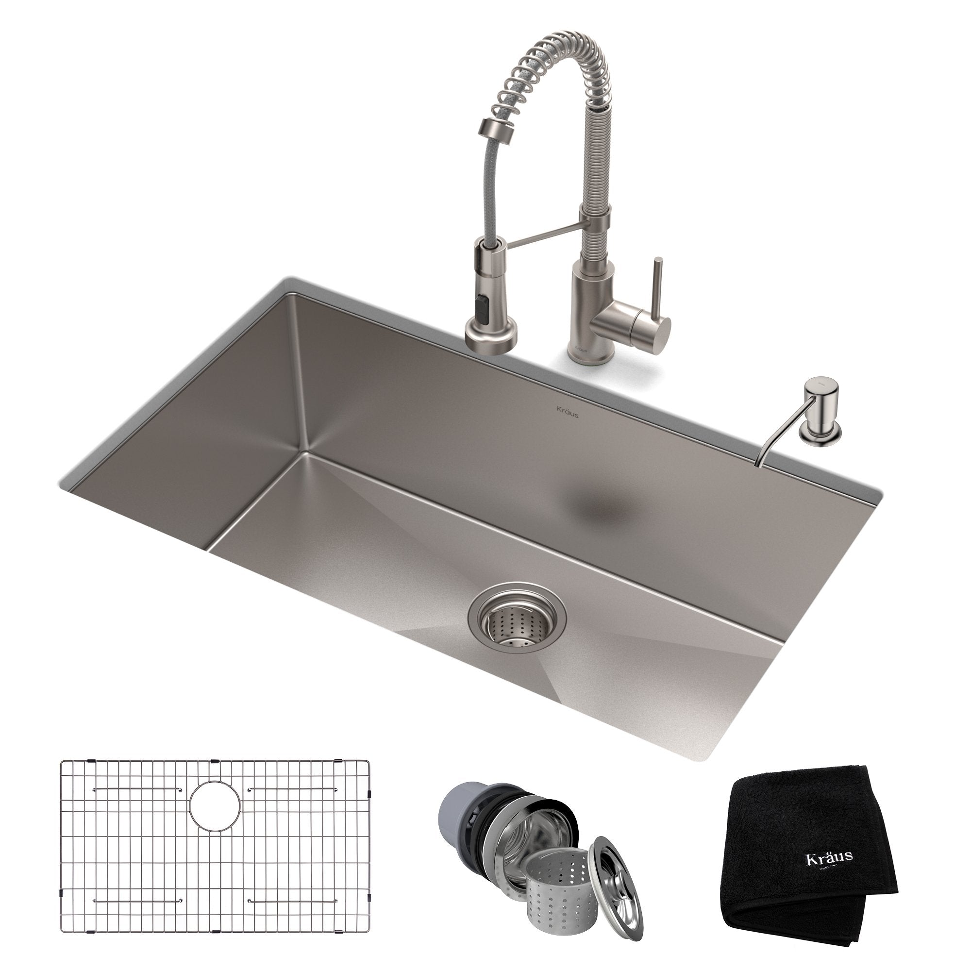 KRAUS 30" Stainless Steel Kitchen Sink and Kitchen Faucet-Kitchen Sink & Faucet Combos-KRAUS