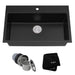 KRAUS 31 Inch Dual Mount Single Bowl Granite Kitchen Sink with Topmount and Undermount Installation in Black Onyx-Kitchen Sinks-KRAUS