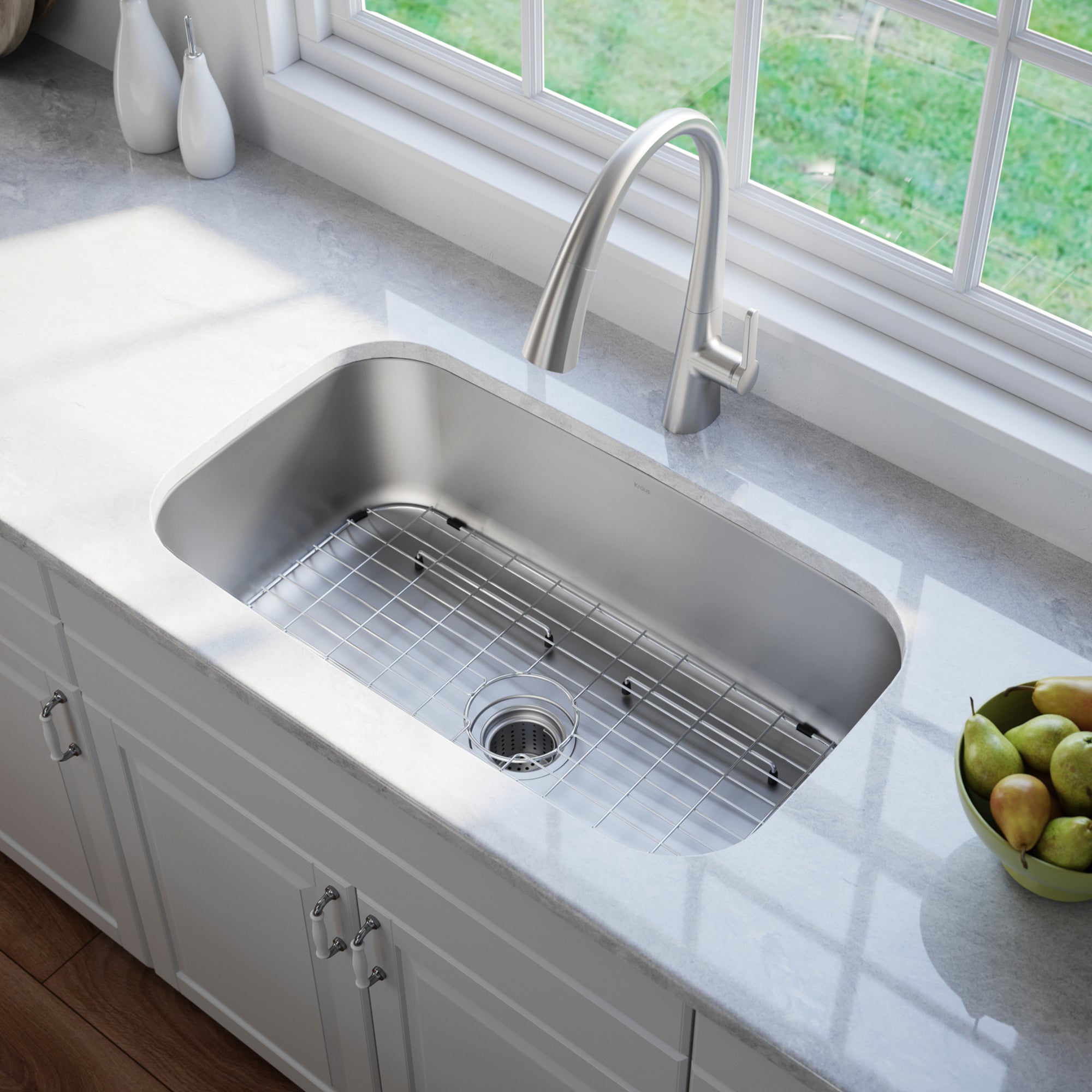 KRAUS 31" Undermount Single Bowl 16 Gauge Stainless Steel Kitchen Sink with NoiseDefend Soundproofing-Kitchen Sinks-DirectSinks