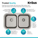 KRAUS 32" 18 Gauge Undermount 50/50 Double Bowl Stainless Steel Kitchen Sink-Kitchen Sinks-DirectSinks