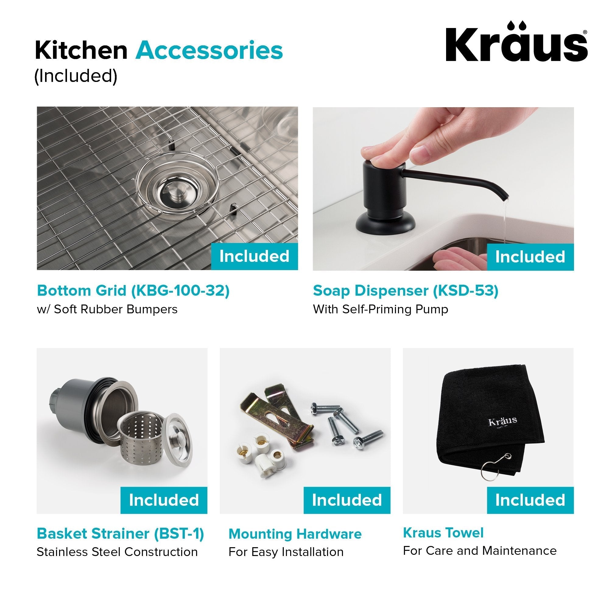 KRAUS 32" Stainless Steel Kitchen Sink and Kitchen Faucet-Kitchen Sink & Faucet Combos-KRAUS