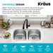 KRAUS 32" Undermount 50/50 Double Bowl 18 Gauge Stainless Steel Kitchen Sink-Kitchen Sinks-DirectSinks