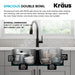 KRAUS 32" Undermount 50/50 Double Bowl 18 Gauge Stainless Steel Kitchen Sink-Kitchen Sinks-DirectSinks