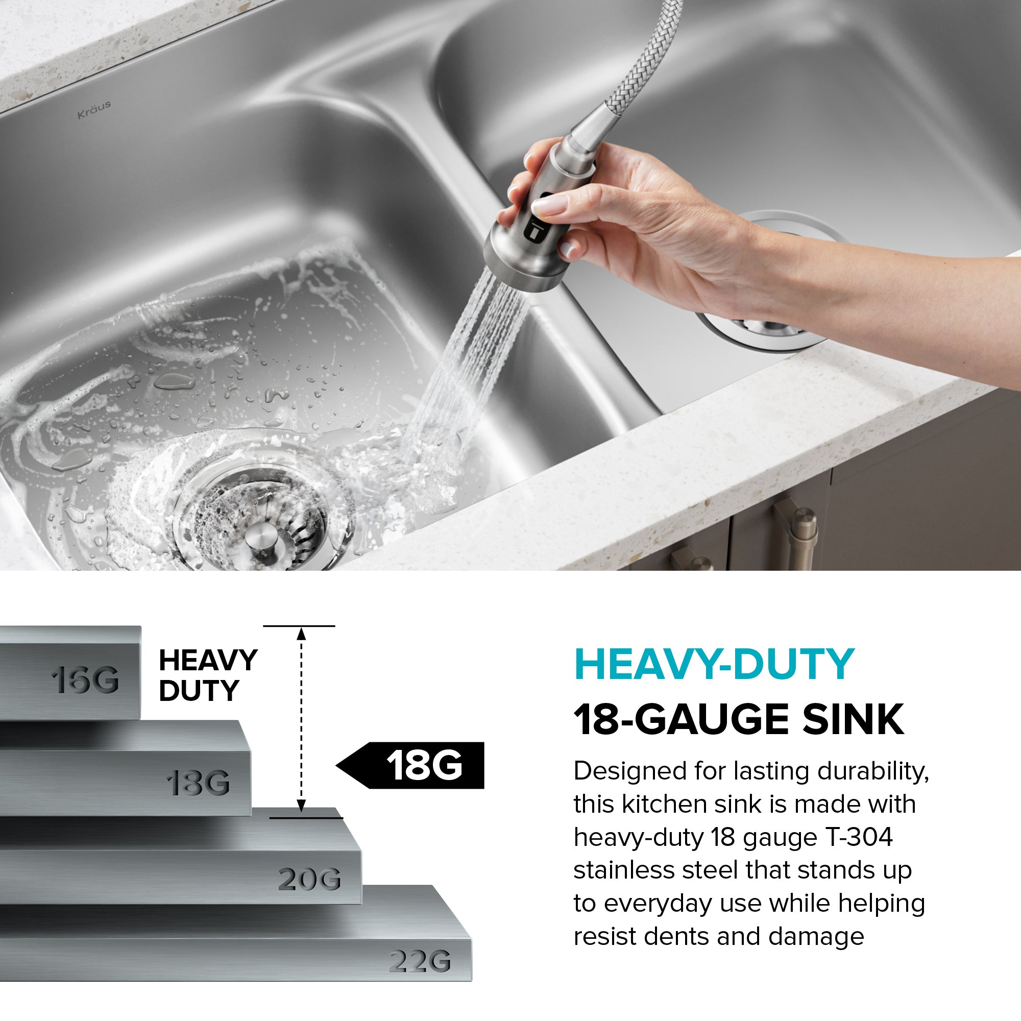 KRAUS 32" Undermount 50/50 Double Bowl 18 Gauge Stainless Steel Kitchen Sink-Kitchen Sinks-DirectSinks