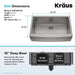 KRAUS 33" Farmhouse Single Bowl Stainless Steel Kitchen Sink with NoiseDefend Soundproofing-Kitchen Sinks-DirectSinks
