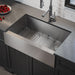 KRAUS 33" Modern Flat Front Farmhouse Stainless Steel Kitchen Sink with Off Center Drain-Kitchen Sinks-DirectSinks