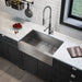 KRAUS 33" Modern Flat Front Farmhouse Stainless Steel Kitchen Sink with Off Center Drain-Kitchen Sinks-DirectSinks