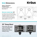 KRAUS 33" Undermount 50/50 Double Bowl 16 Gauge Stainless Steel Kitchen Sink with NoiseDefend Soundproofing-Kitchen Sinks-DirectSinks