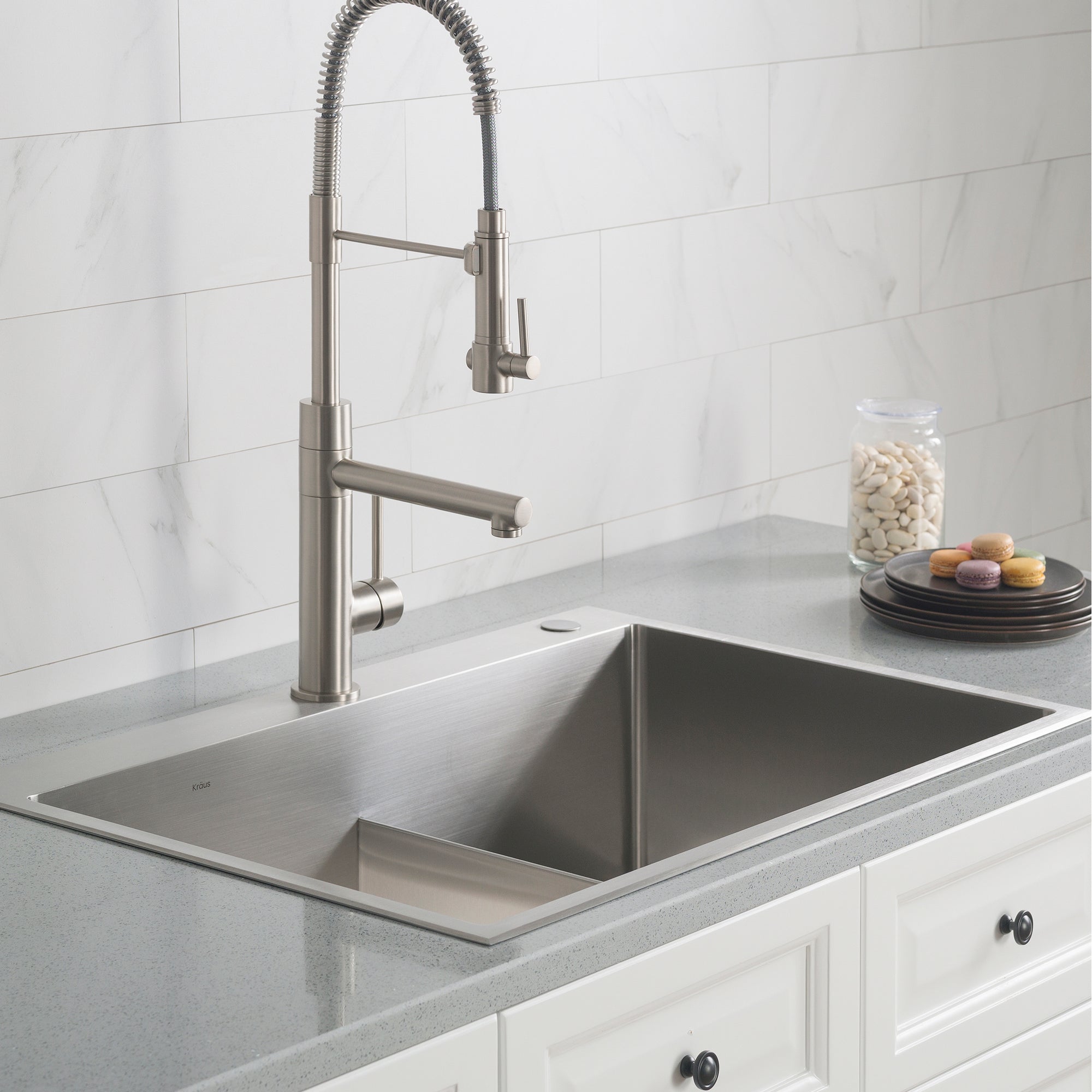 KRAUS 33 x 22 inch Standart PRO Drop-In 16 Gauge Double Bowl 2-Hole Stainless Steel Kitchen Sink-Kitchen & Utility Sinks-DirectSinks