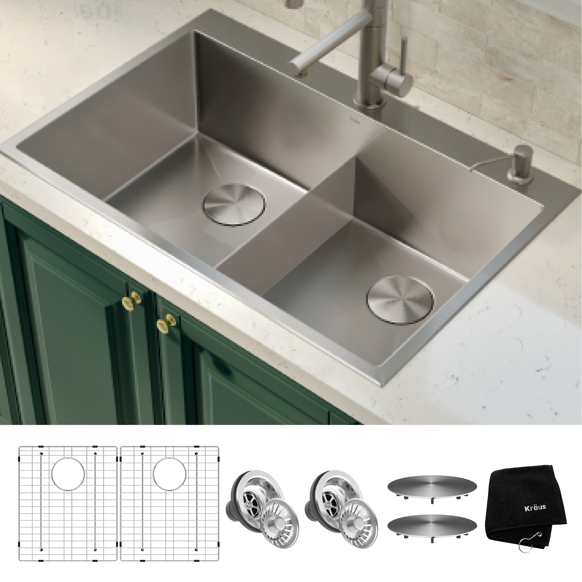 St Steel Kitchen Sink Deep Double Cup Specification Drain w