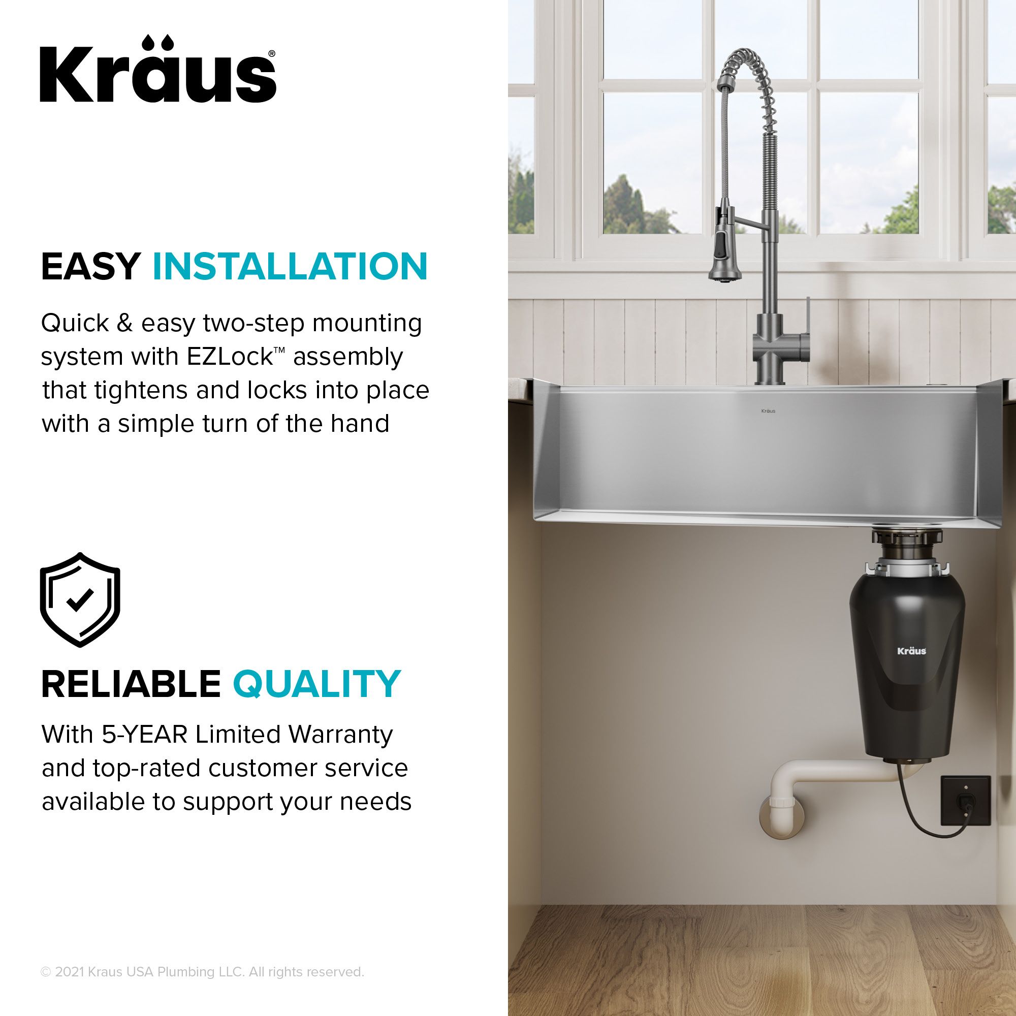 KRAUS 3/4HP Continuous Feed Garbage Disposal-Kitchen Accessories-DirectSinks