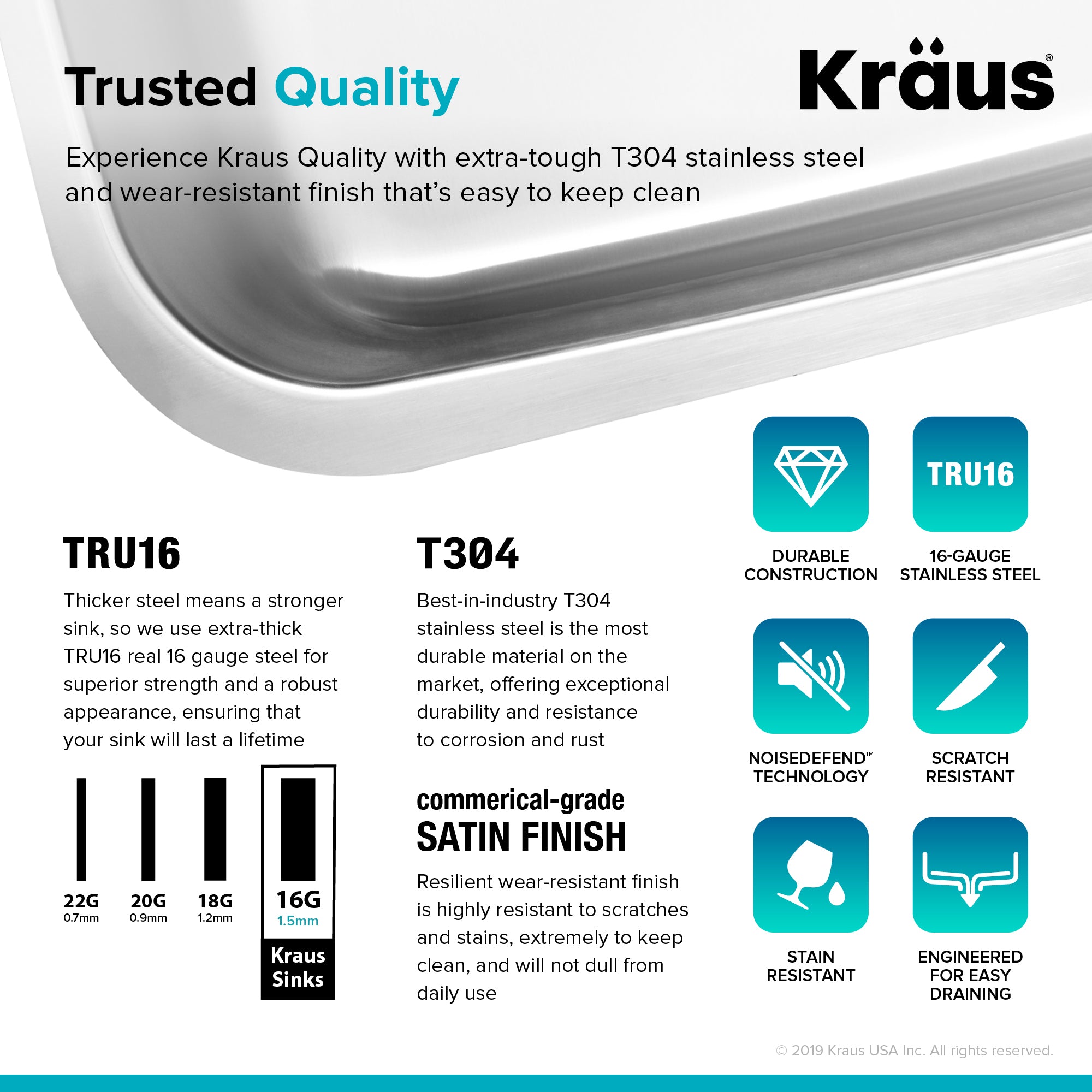 KRAUS 35" Extra Large 60/40 Double Bowl 16 Gauge Stainless Steel Kitchen Sink-Kitchen Sinks-DirectSinks