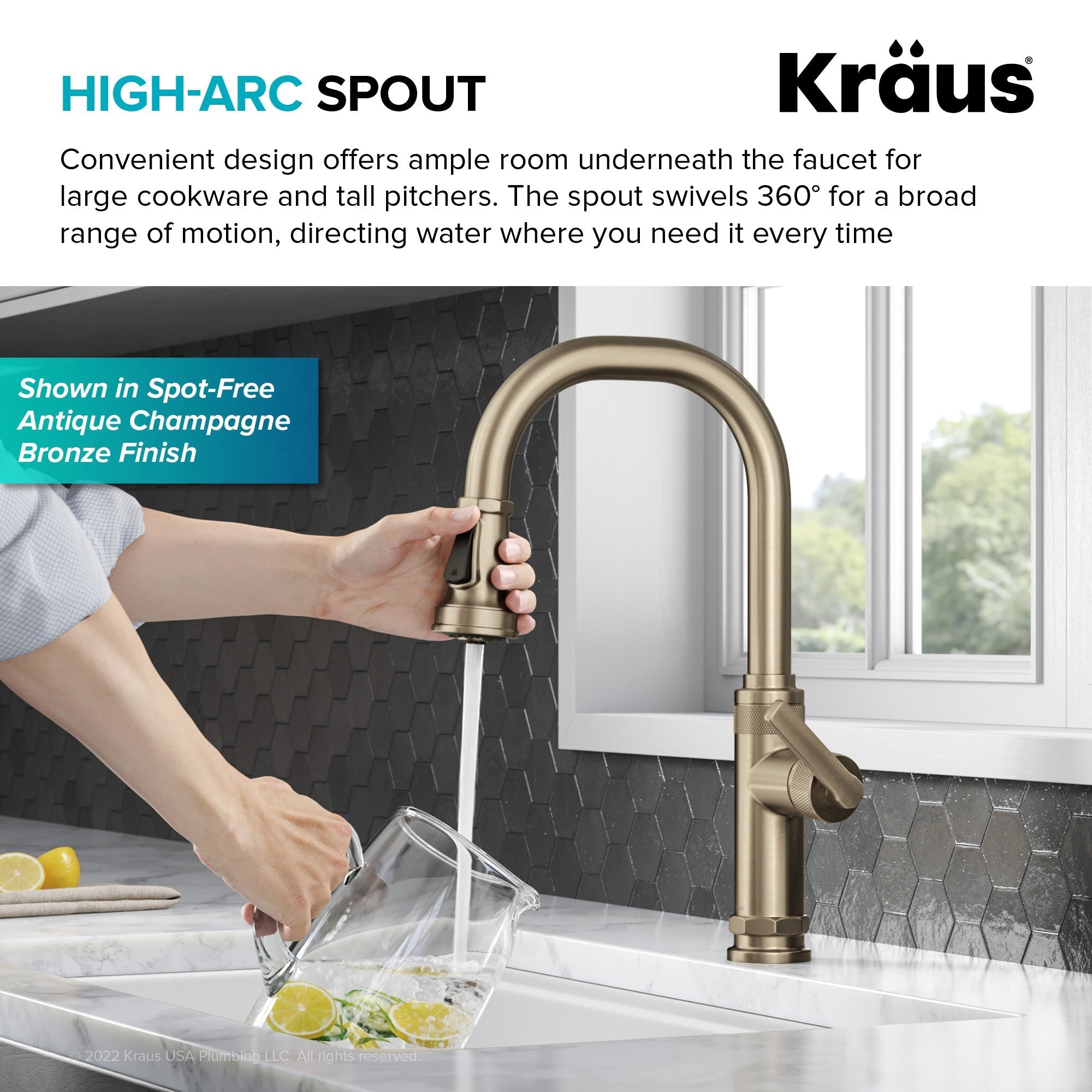 KRAUS Allyn Black Stainless Nut & Bolt Diamond Cut Kitchen Faucet-Kitchen Faucets-DirectSinks
