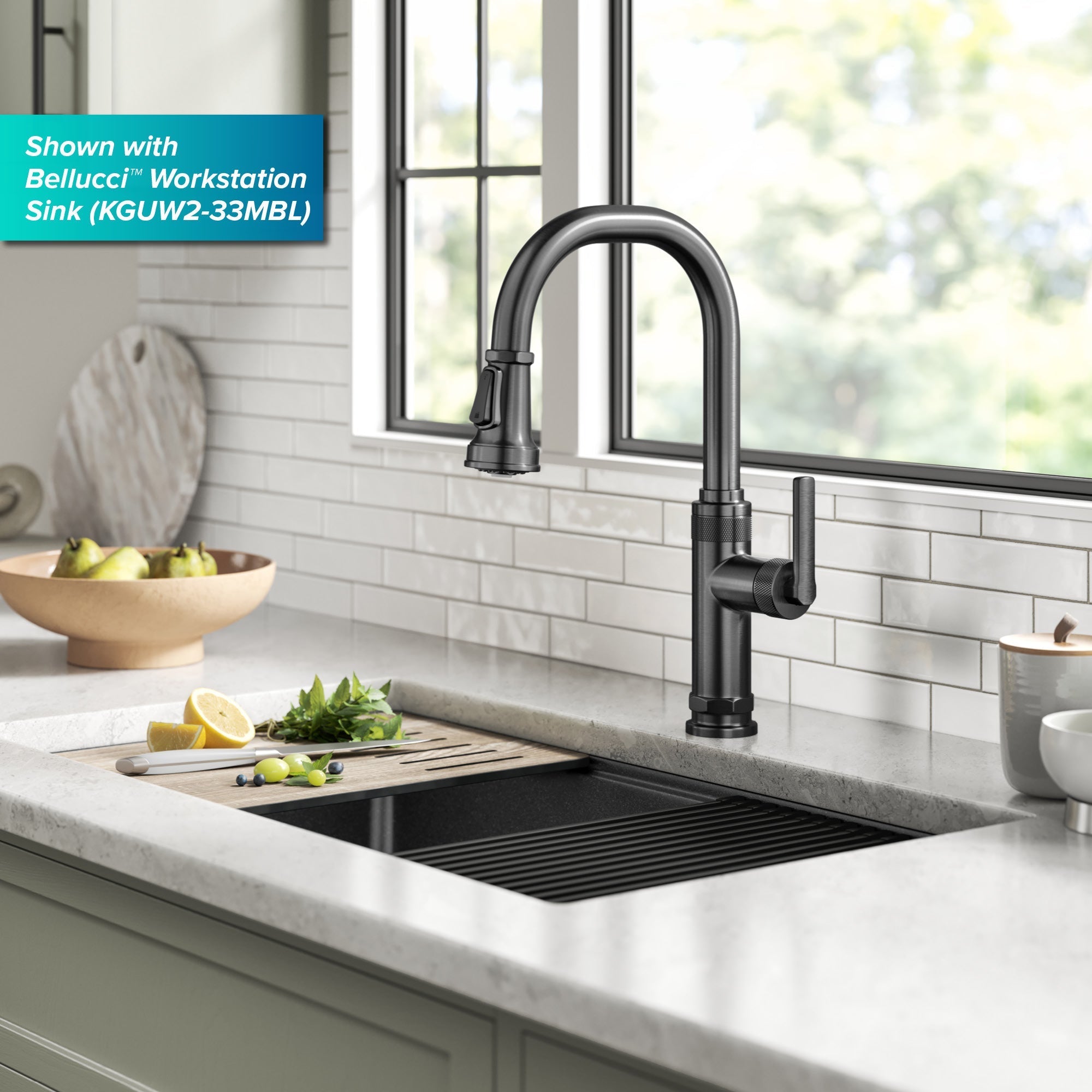 Industrial Pull-Down Kitchen Faucet in Black Stainless DirectSinks
