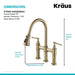 KRAUS Allyn Bridge Faucet with Pull-Down Sprayhead in Brushed Gold KPF-3121BG | DirectSinks