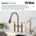 KRAUS Allyn Bridge Faucet with Pull-Down Sprayhead in Brushed Gold KPF-3121BG | DirectSinks