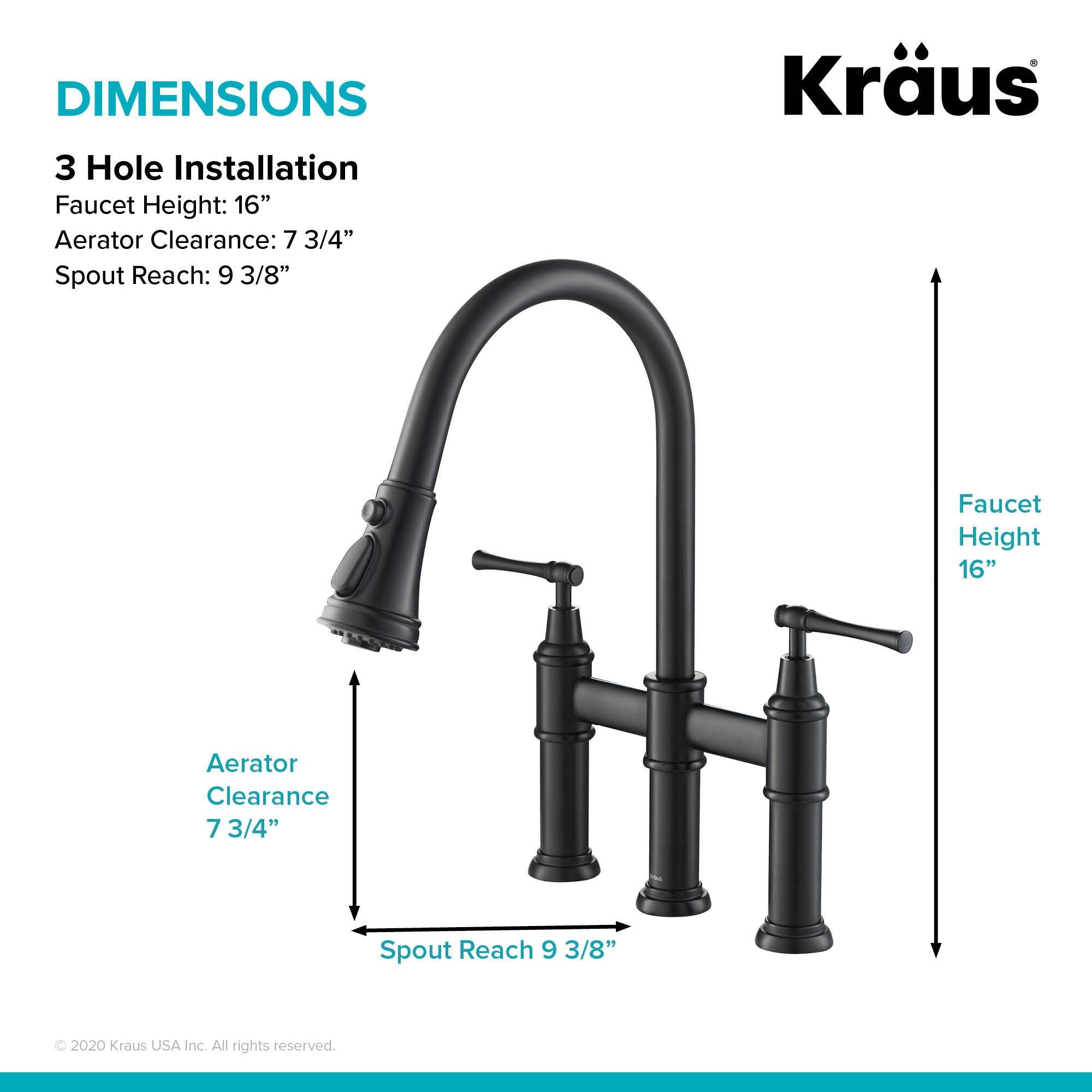 KRAUS Allyn Bridge Faucet with Pull-Down Sprayhead in Matte Black KPF-3121MB | DirectSinks