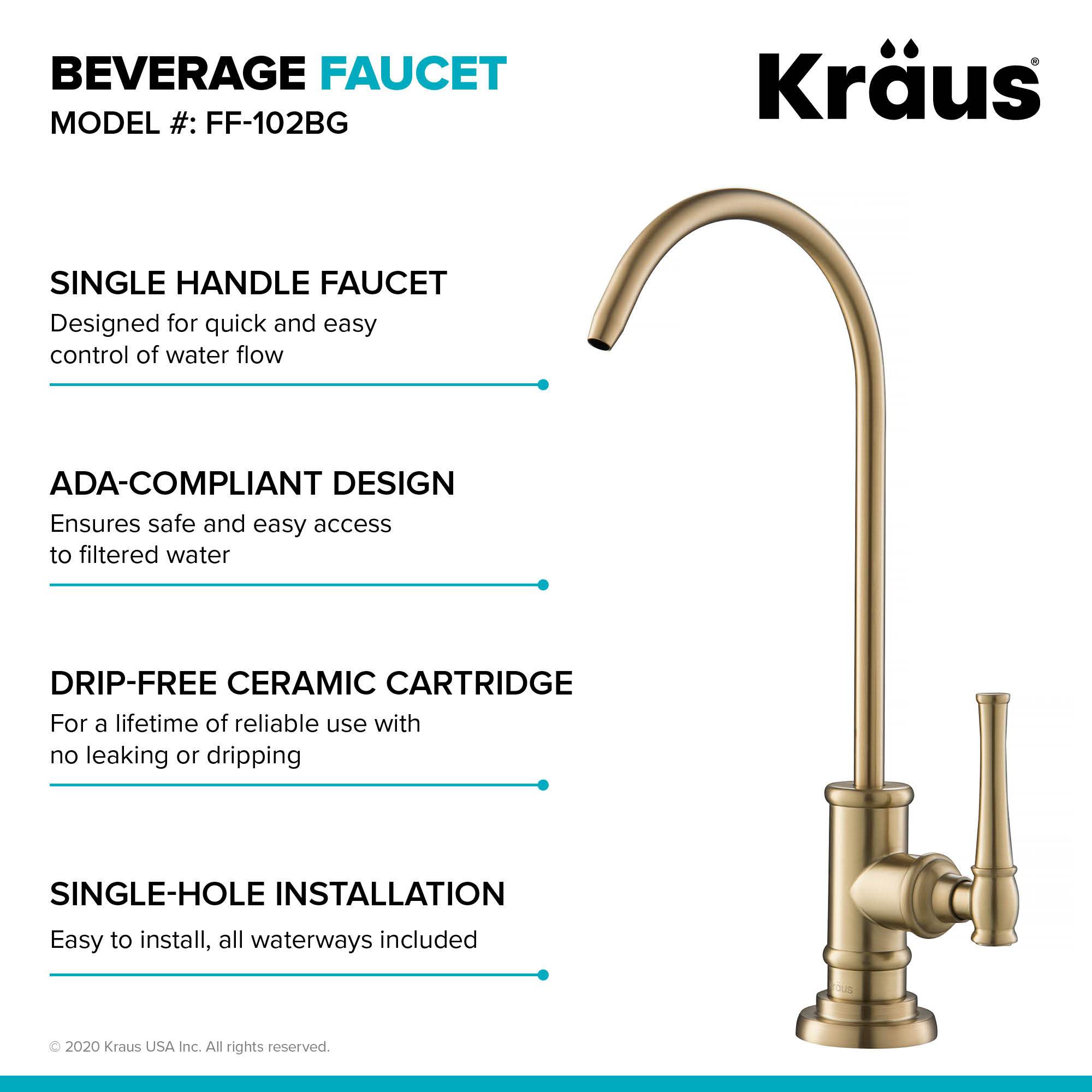KRAUS Allyn Drinking Water Dispenser Kitchen Faucet in Brushed Gold FF-102BG | DirectSinks