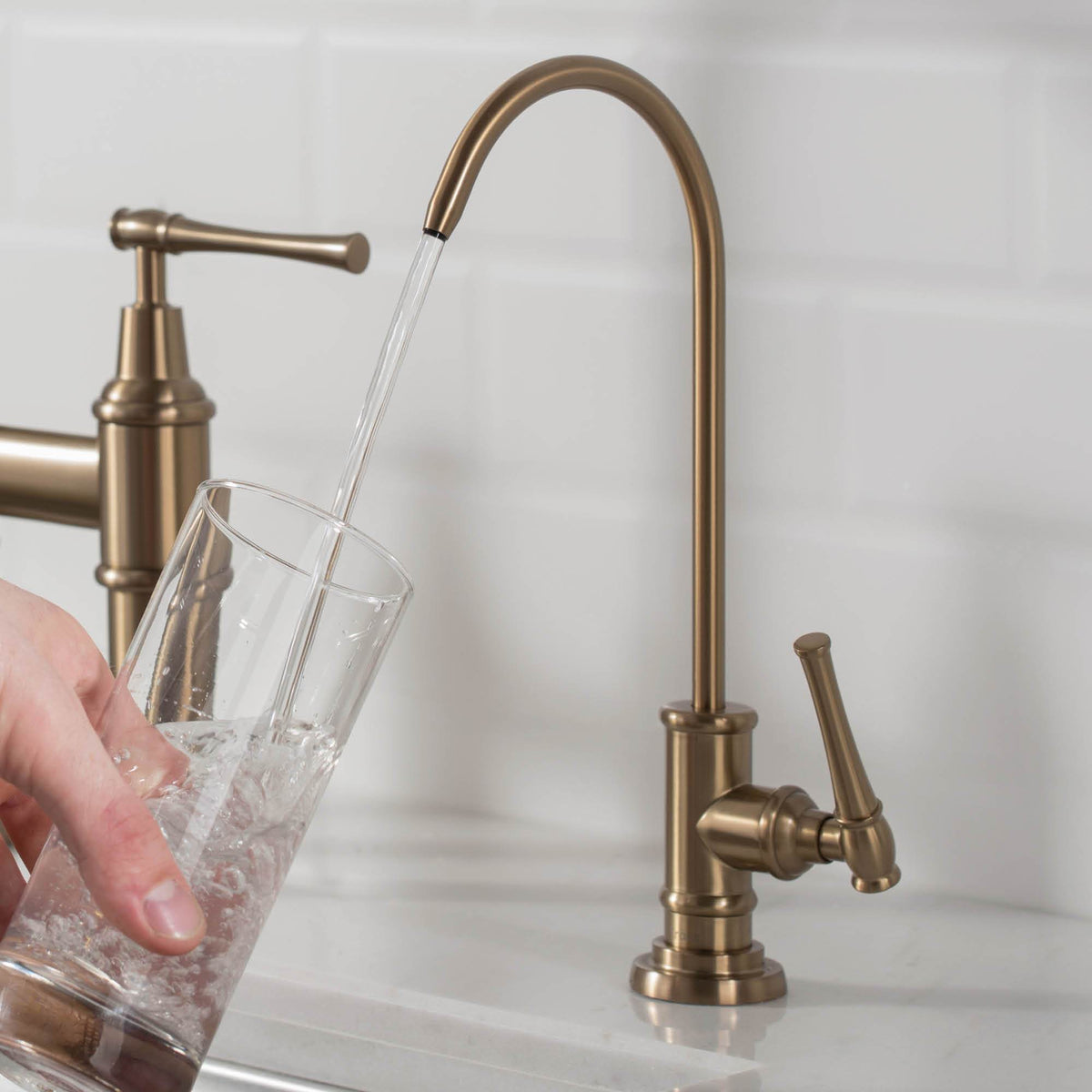 KRAUS Allyn Drinking Water Dispenser Kitchen Faucet in Brushed Gold — DirectSinks