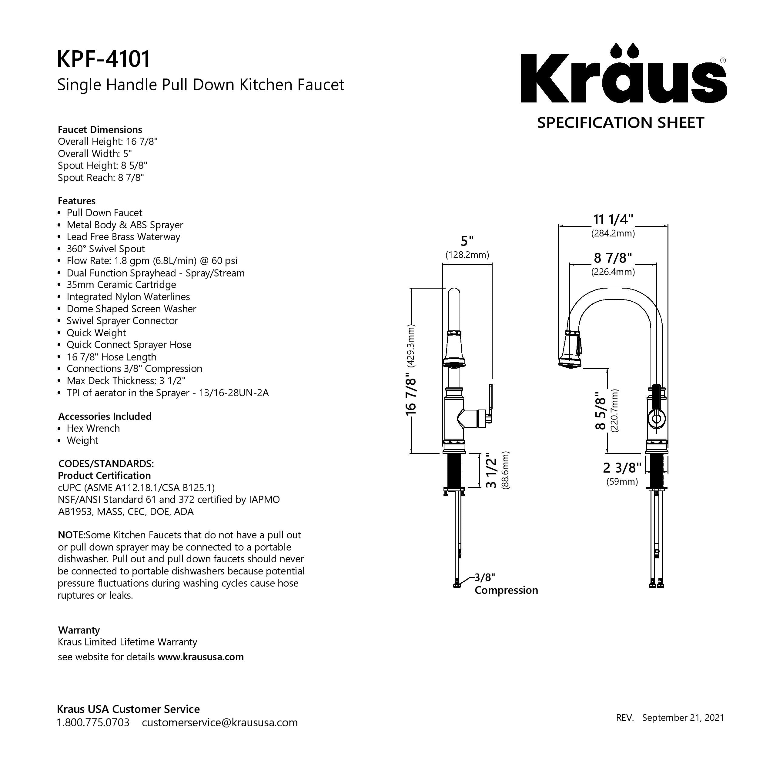 KRAUS Allyn Industrial Pull-Down Kitchen Faucet in Matte Black-Kitchen Faucets-DirectSinks