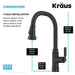KRAUS Allyn Industrial Pull-Down Kitchen Faucet in Matte Black-Kitchen Faucets-DirectSinks