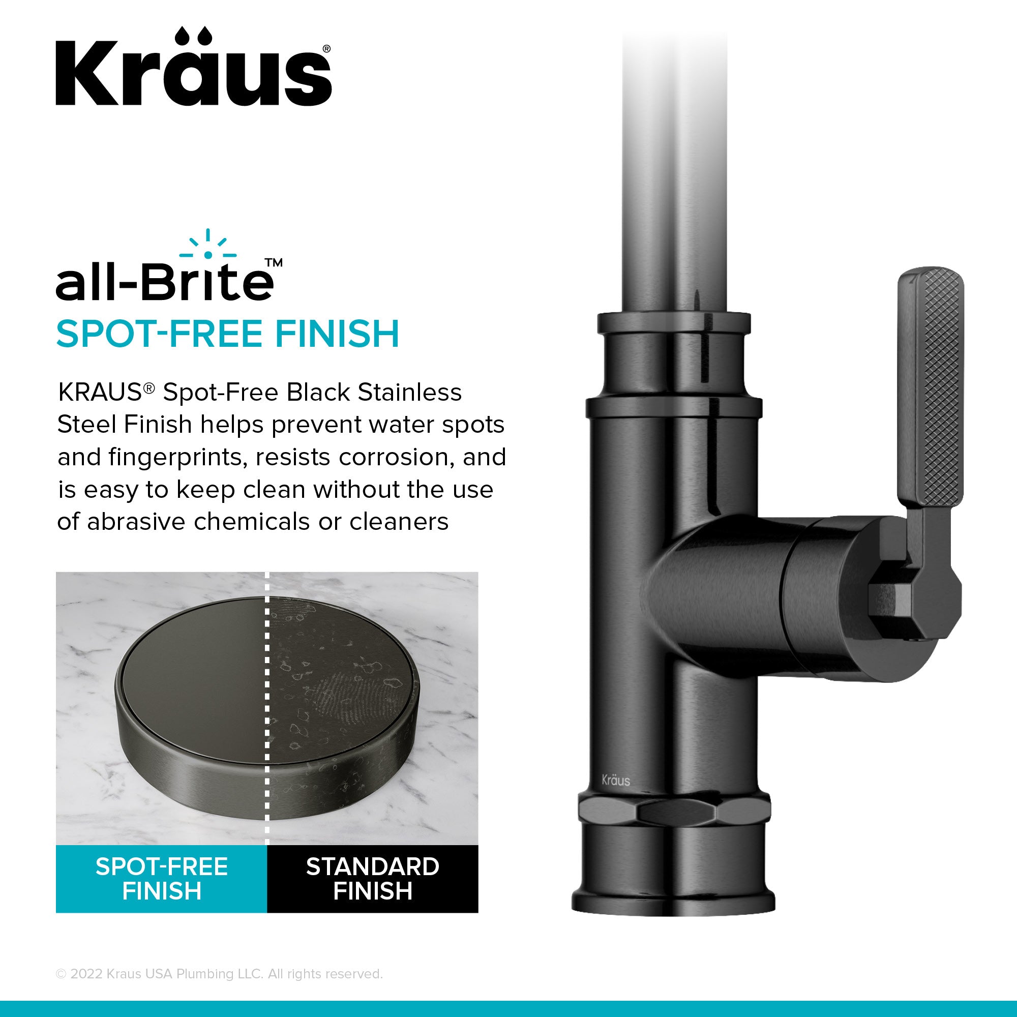 KRAUS Allyn Industrial Pull-Down Kitchen Faucet in Spot-Free Black Stainless Steel-Kitchen Faucets-DirectSinks