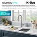 KRAUS Allyn Industrial Pull-Down Kitchen Faucet in Spot-Free Stainless Steel-Kitchen Faucets-DirectSinks