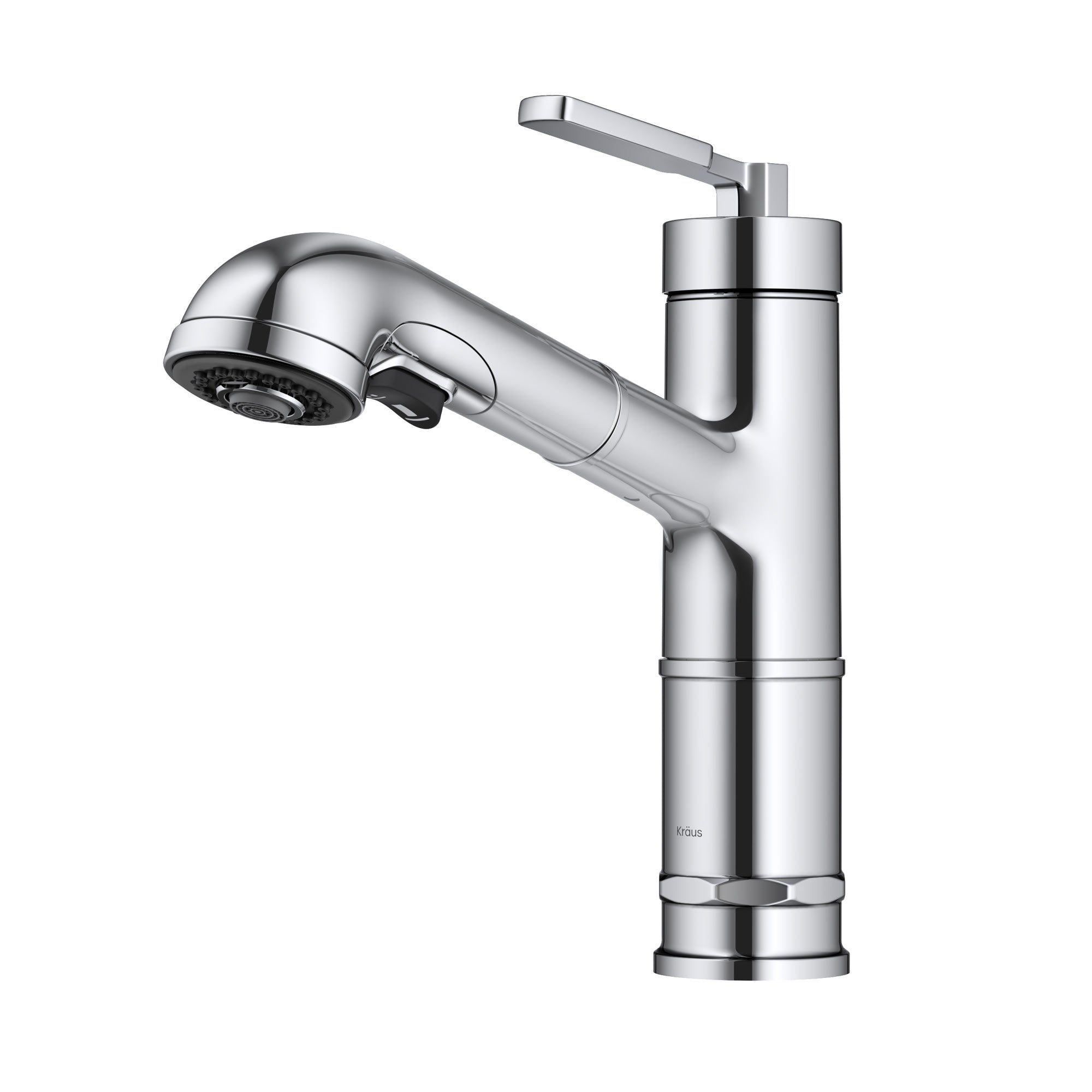 KRAUS Allyn Industrial Pull-Out Single Handle Kitchen Faucet in Chrome-Kitchen Faucets-DirectSinks