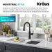 KRAUS Allyn Matte Black Nut & Bolt Diamond Cut Kitchen Faucet-Kitchen Faucets-DirectSinks