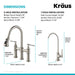 KRAUS Allyn Transitional Bridge Kitchen Faucet & Water Filter Faucet in Spot Free Stainless Steel KPF-3121-FF-102SFS | DirectSinks