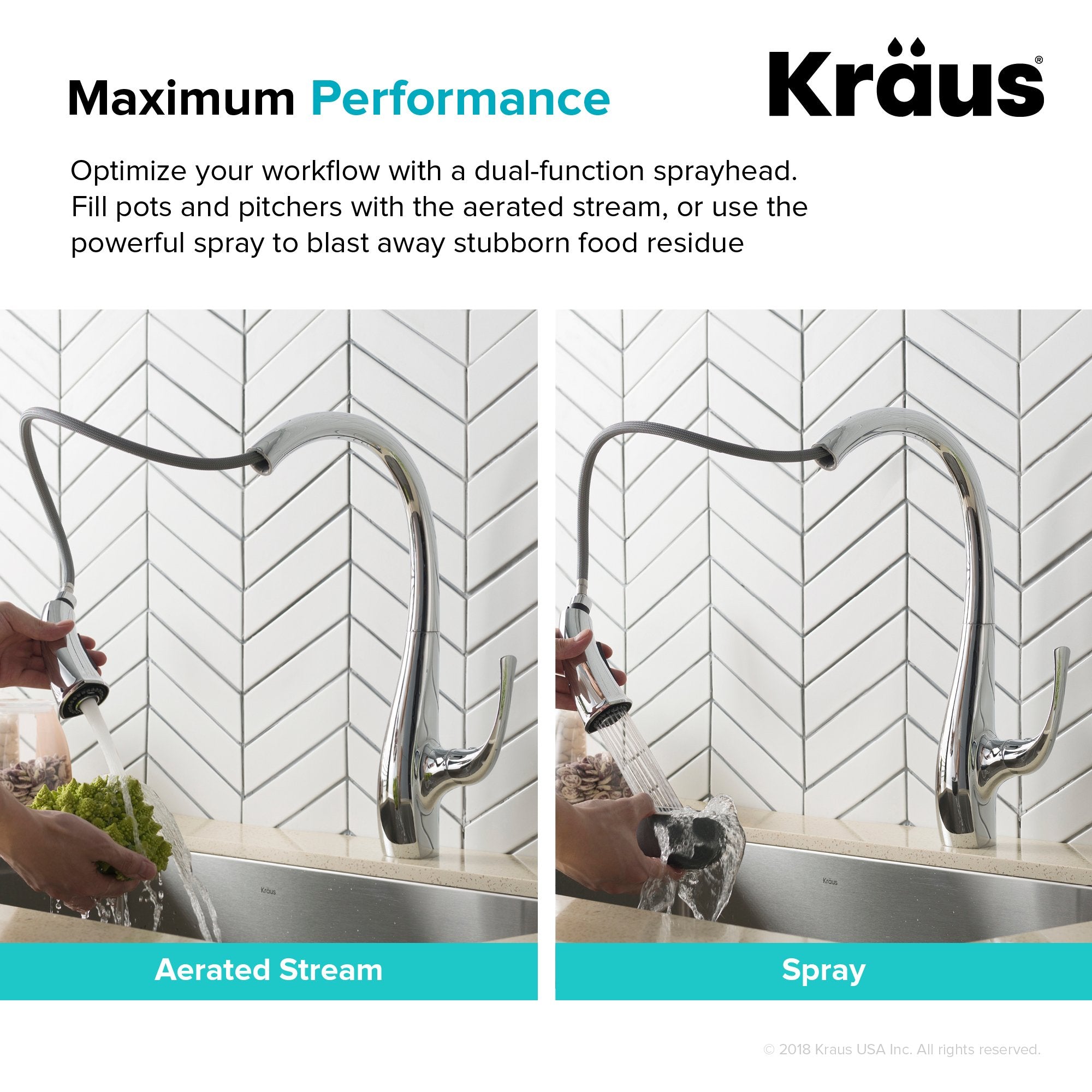 KRAUS Ansel Dual Function Pull-Down Kitchen Faucet in Chrome KPF-1675CH | DirectSinks