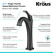 KRAUS Arlo 2-Pack Single Handle Vessel Bathroom Faucet with Pop Up Drain in Matte Black KVF-1200MB-2PK | DirectSinks