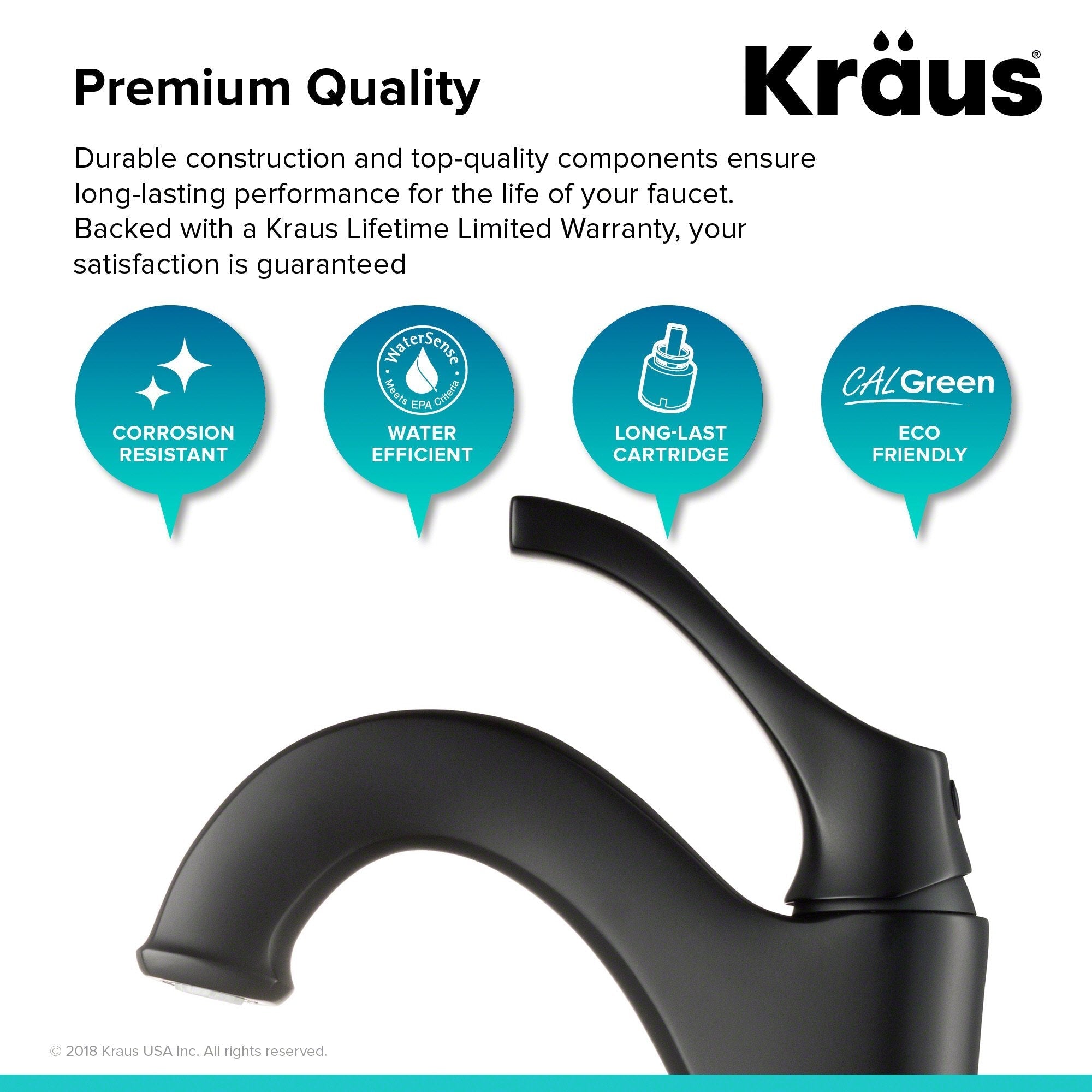 KRAUS Arlo 2-Pack Single Handle Vessel Bathroom Faucet with Pop Up Drain in Matte Black KVF-1200MB-2PK | DirectSinks