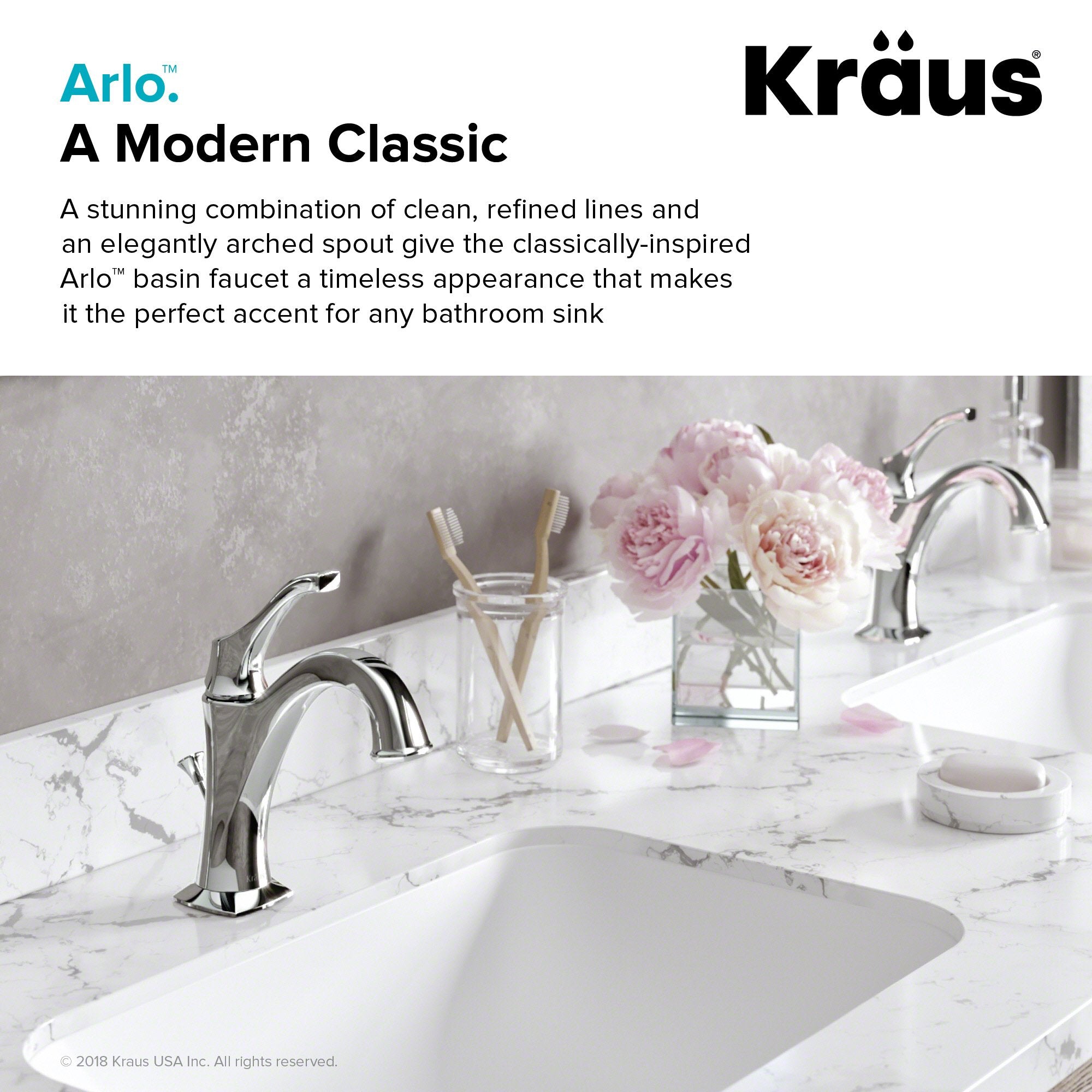 KRAUS Arlo Single Handle Bathroom Faucet with Lift Rod Drain and Deck Plate in Chrome KBF-1201CH-2PK | DirectSinks