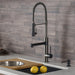 KRAUS Artec Pro 2-Function Commercial Style Pre-Rinse Kitchen Faucet with Matching Deck Plate in Matte Black/Black Stainless KPF-1603MBSB-DP03SB | DirectSinks