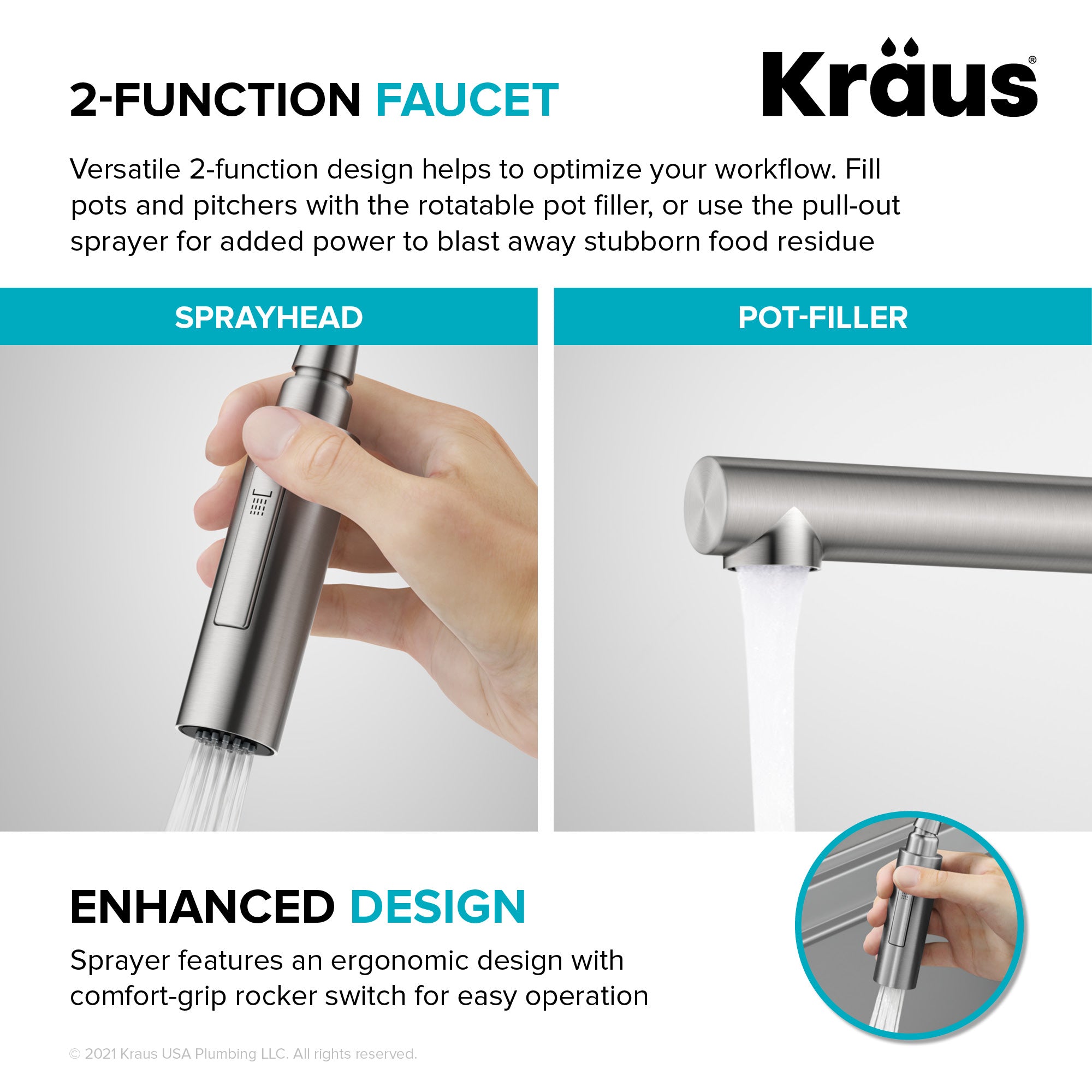 KRAUS Artec Pro Commercial Style Single Handle Kitchen Faucet with Pot Filler in Brushed Brass-Kitchen Faucets-DirectSinks