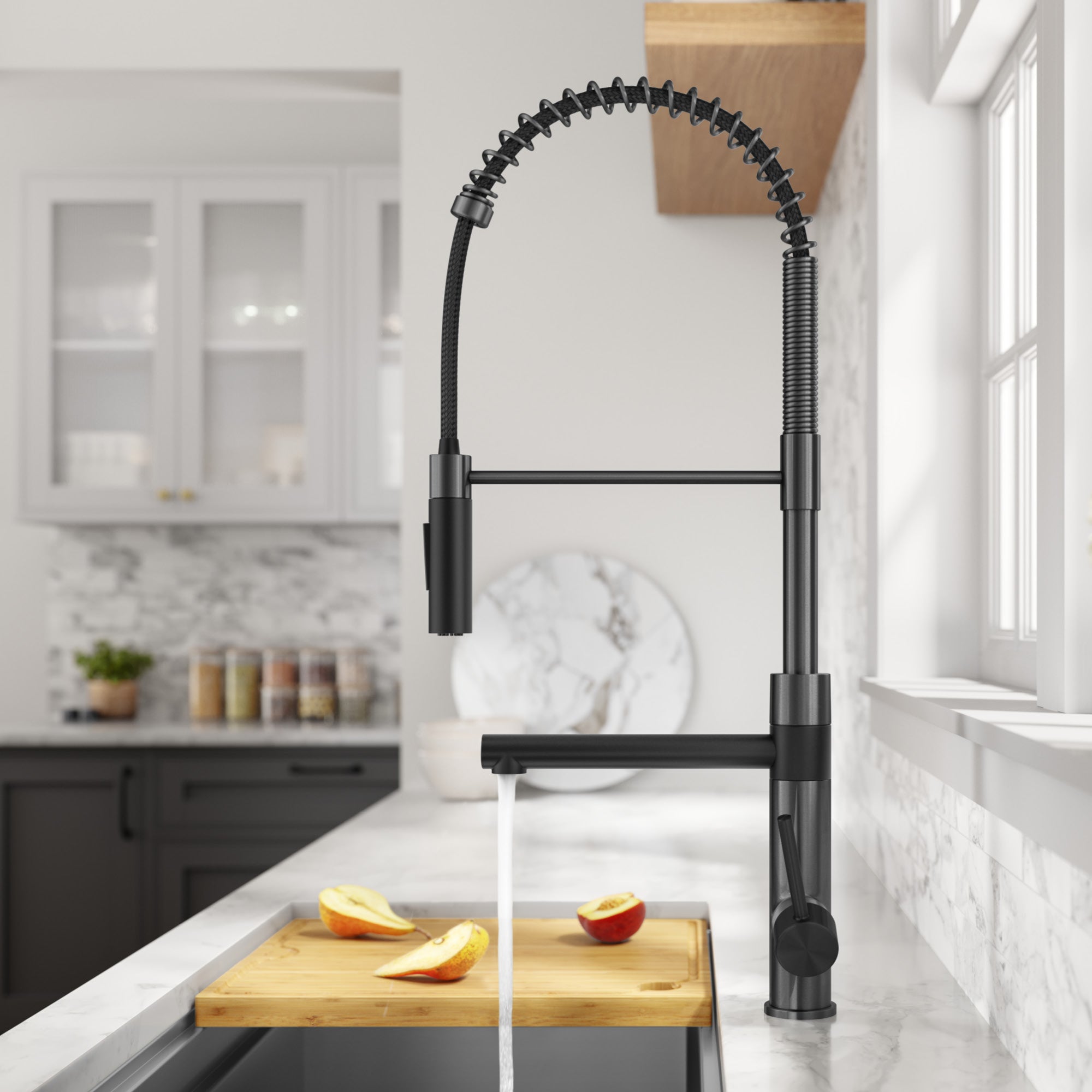 KRAUS Artec Pro Commercial Style Single Handle Kitchen Faucet with Pot Filler in Matte Black / Spot Free Black Stainless Steel-Kitchen Faucets-DirectSinks
