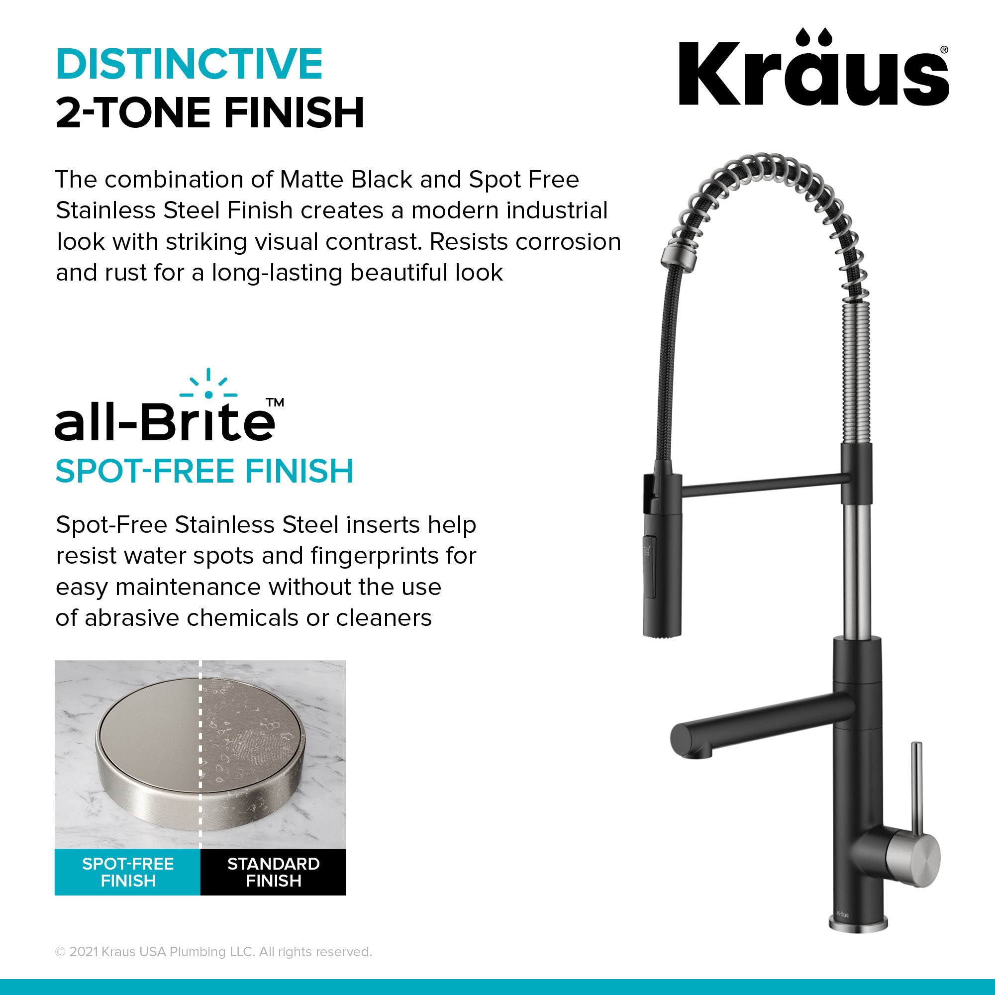 KRAUS Artec Pro Commercial Style Single Handle Kitchen Faucet with Pot Filler in Spot Free Stainless Steel / Matte Black-Kitchen Faucets-DirectSinks