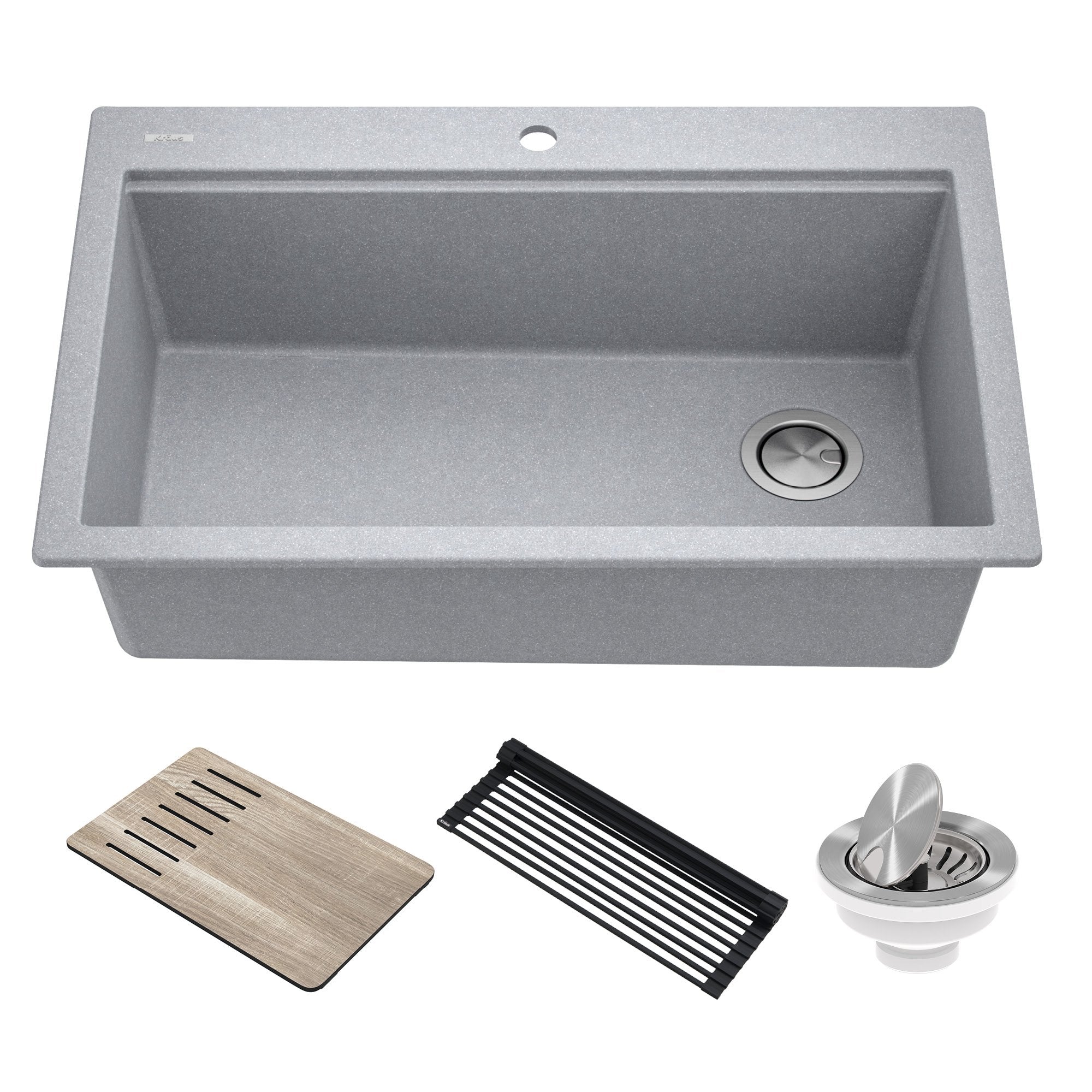 KRAUS Bellucci Workstation 33" Drop-In Granite Composite Kitchen Sink with Accessories-Kitchen Sinks-DirectSinks