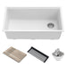 KRAUS Bellucci Workstation 33" Undermount Granite Composite Kitchen Sink in White with Accessories-Kitchen Sinks-KRAUS