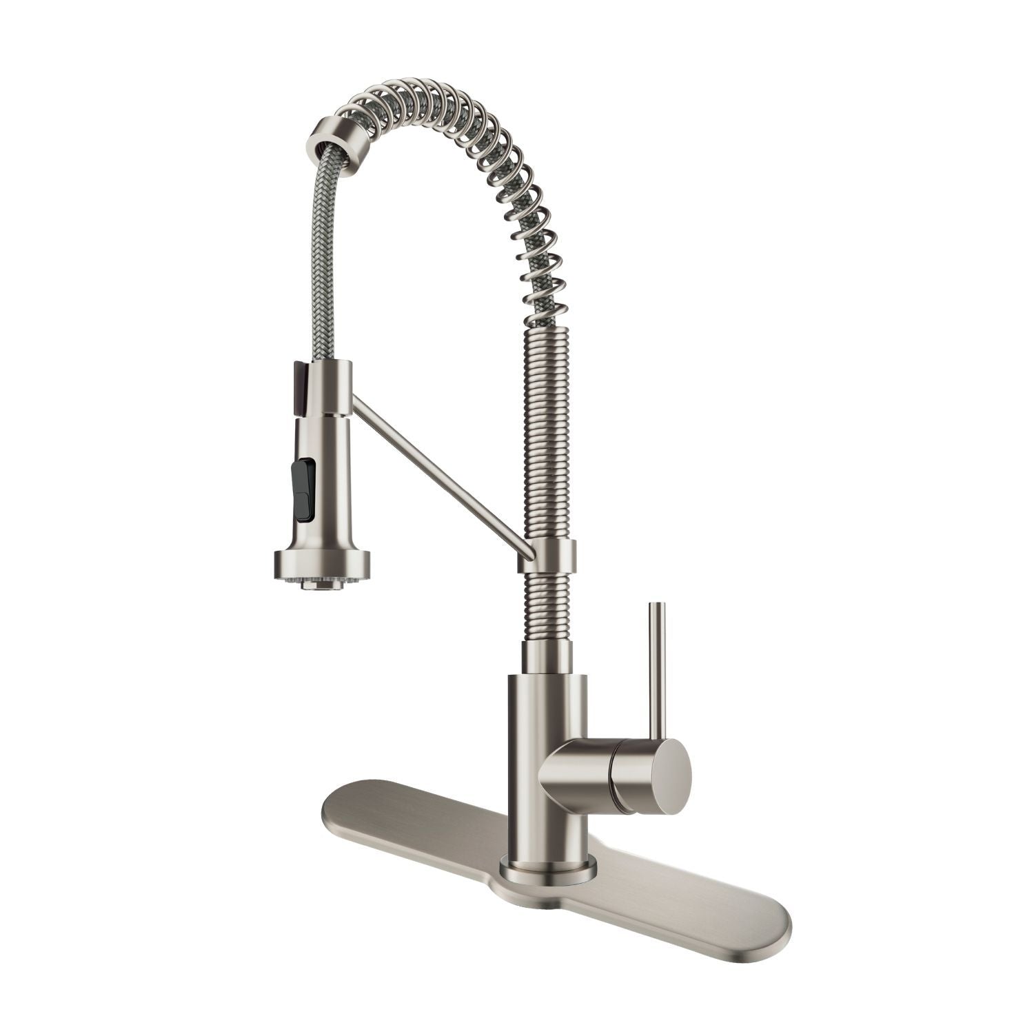 KRAUS Bolden 18-Inch Commercial Kitchen Faucet with Pull-Down Sprayhead in Spot Free Stainless-DirectSinks