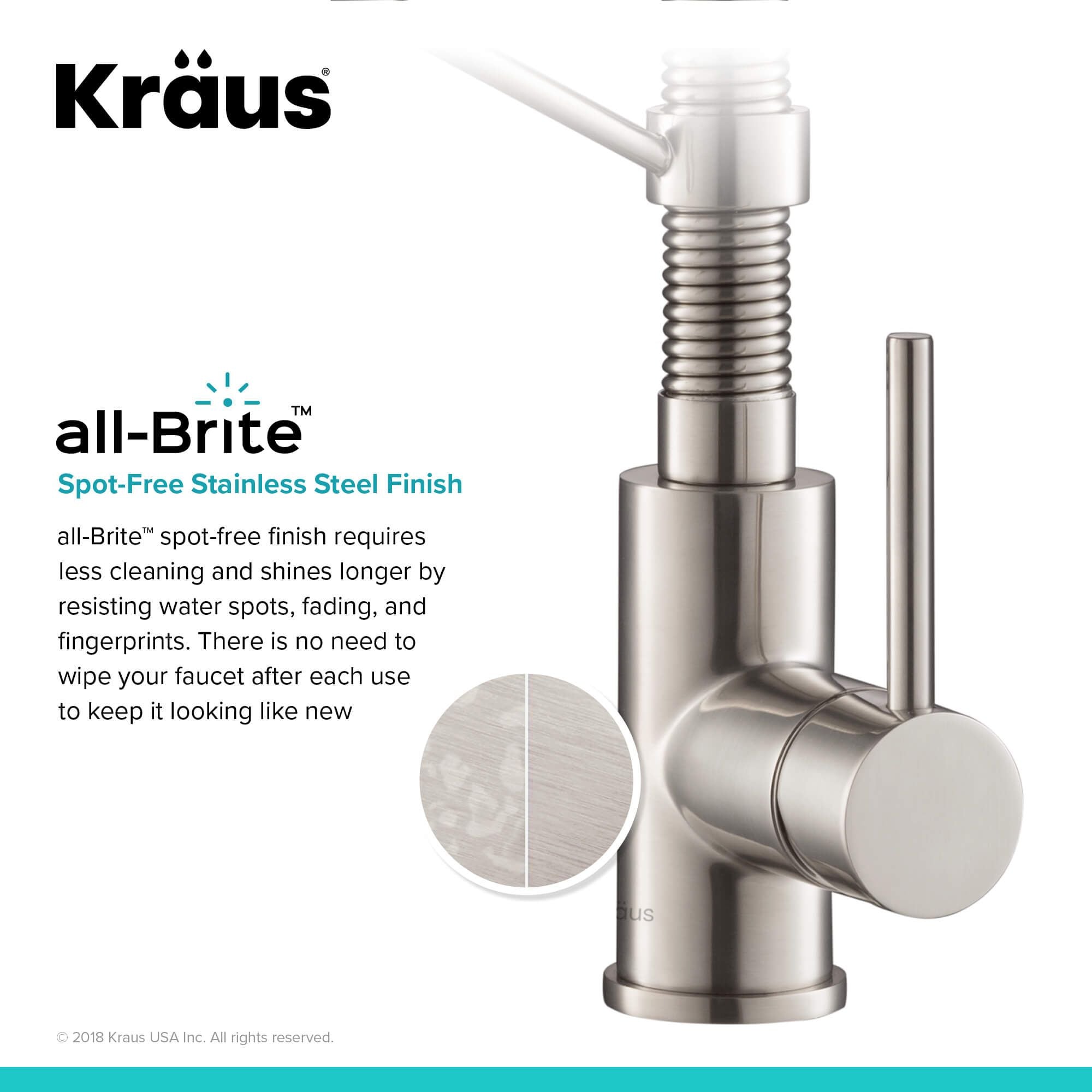 KRAUS Bolden 18-Inch Commercial Kitchen Faucet with Pull-Down Sprayhead in Spot Free Stainless-DirectSinks