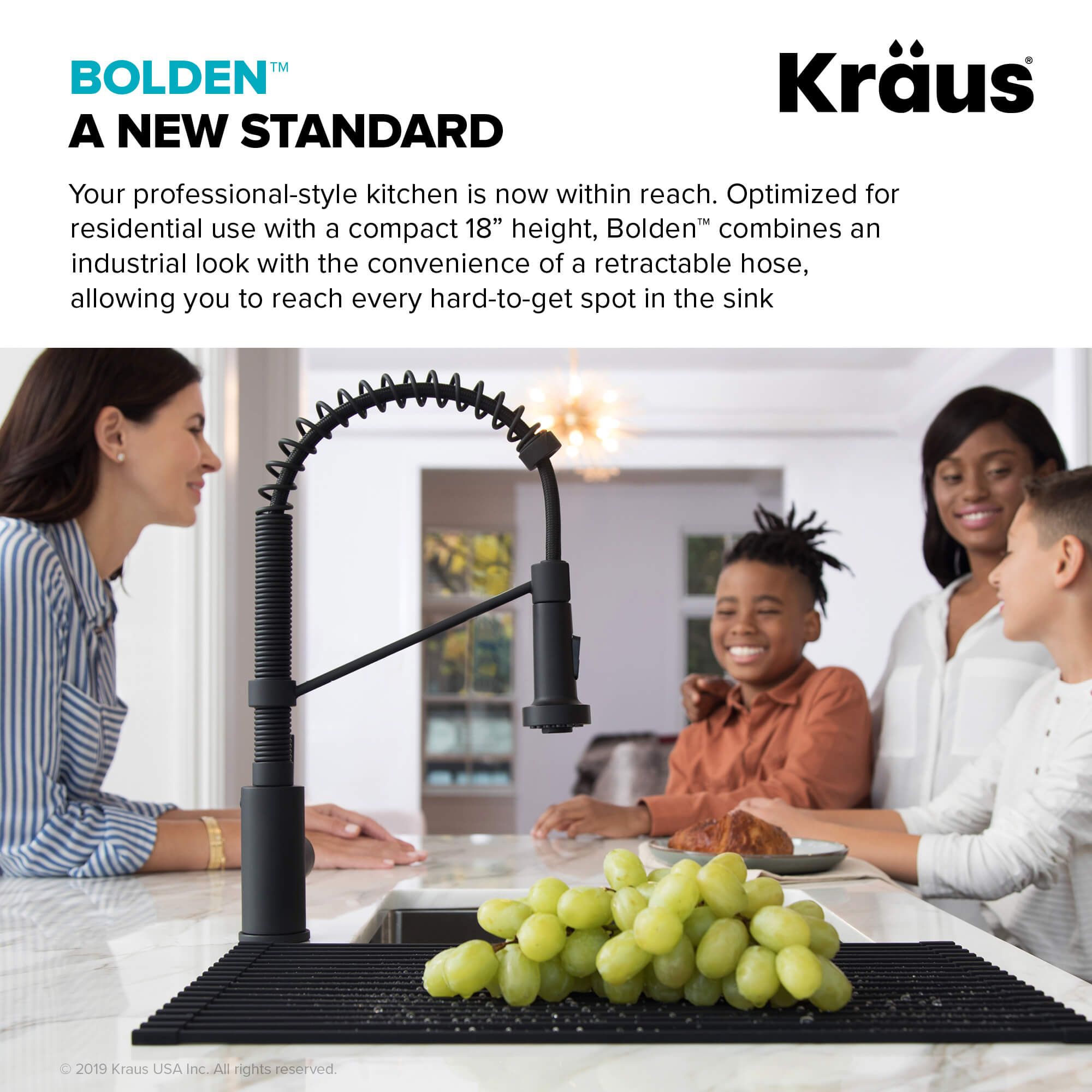 KRAUS Bolden 18-Inch Commercial Kitchen Faucet with Pull-Down Sprayhead in Spot Free Stainless-DirectSinks