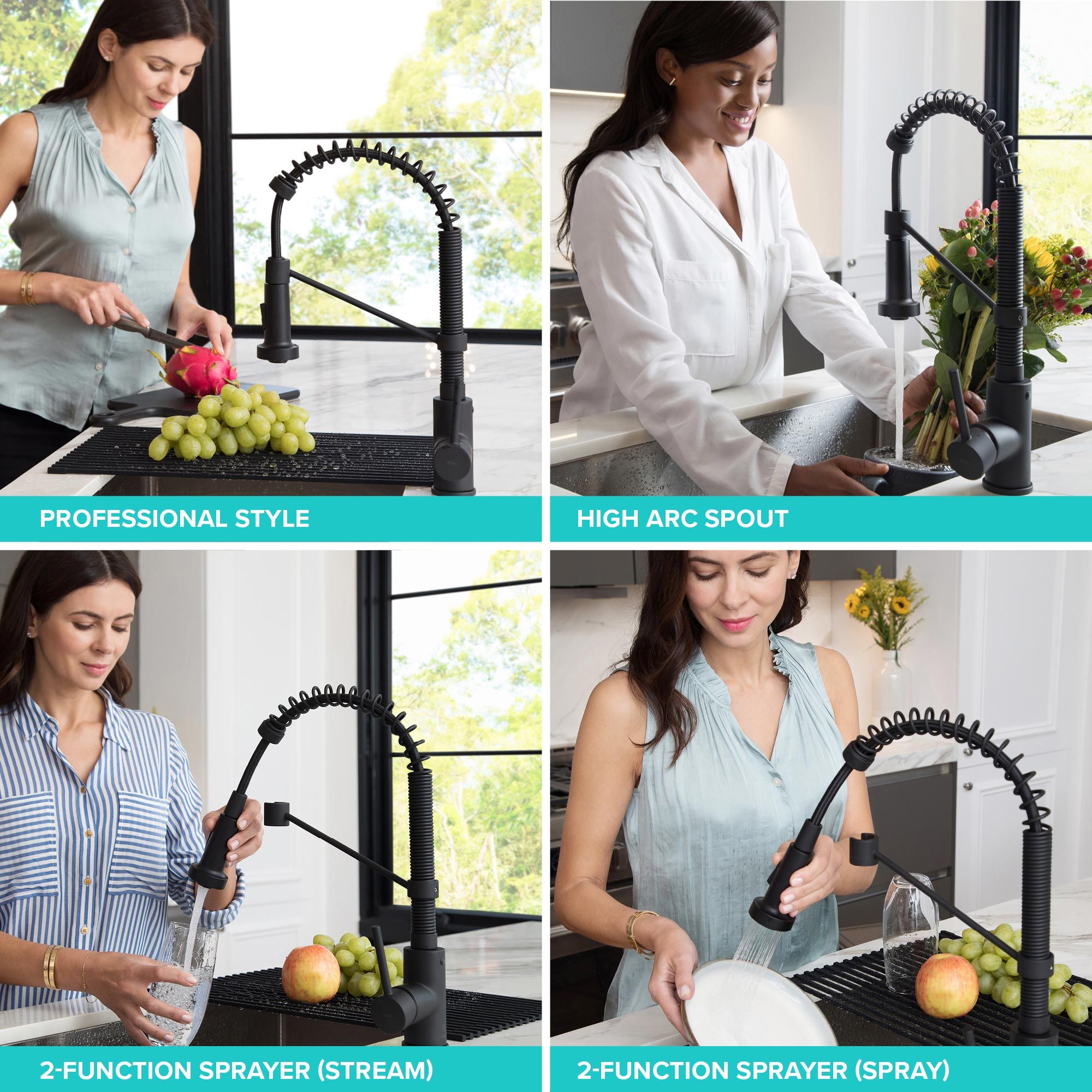 KRAUS Bolden 18-Inch Commercial Kitchen Faucet with Pull-Down Sprayhead in Spot Free Stainless-DirectSinks