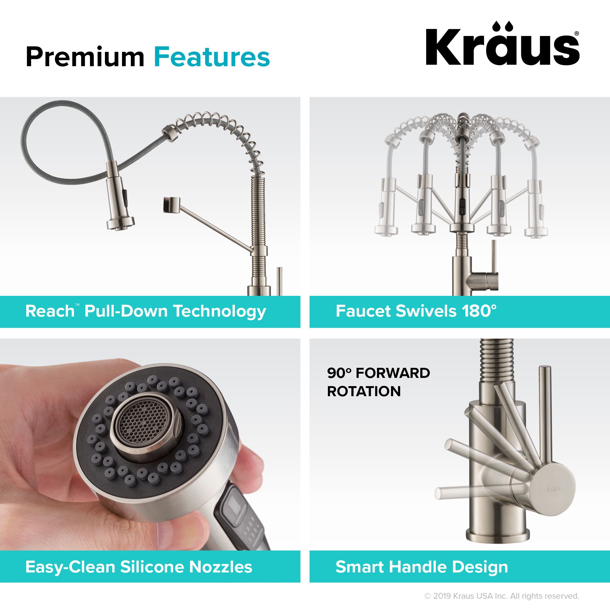KRAUS Bolden 18-Inch Commercial Kitchen Faucet with Pull-Down Sprayhead in Spot Free Stainless-DirectSinks