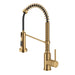KRAUS Bolden Commercial Style Pull-Down Single Handle 18-Inch Kitchen Faucet in Brushed Brass-Kitchen Faucets-DirectSinks