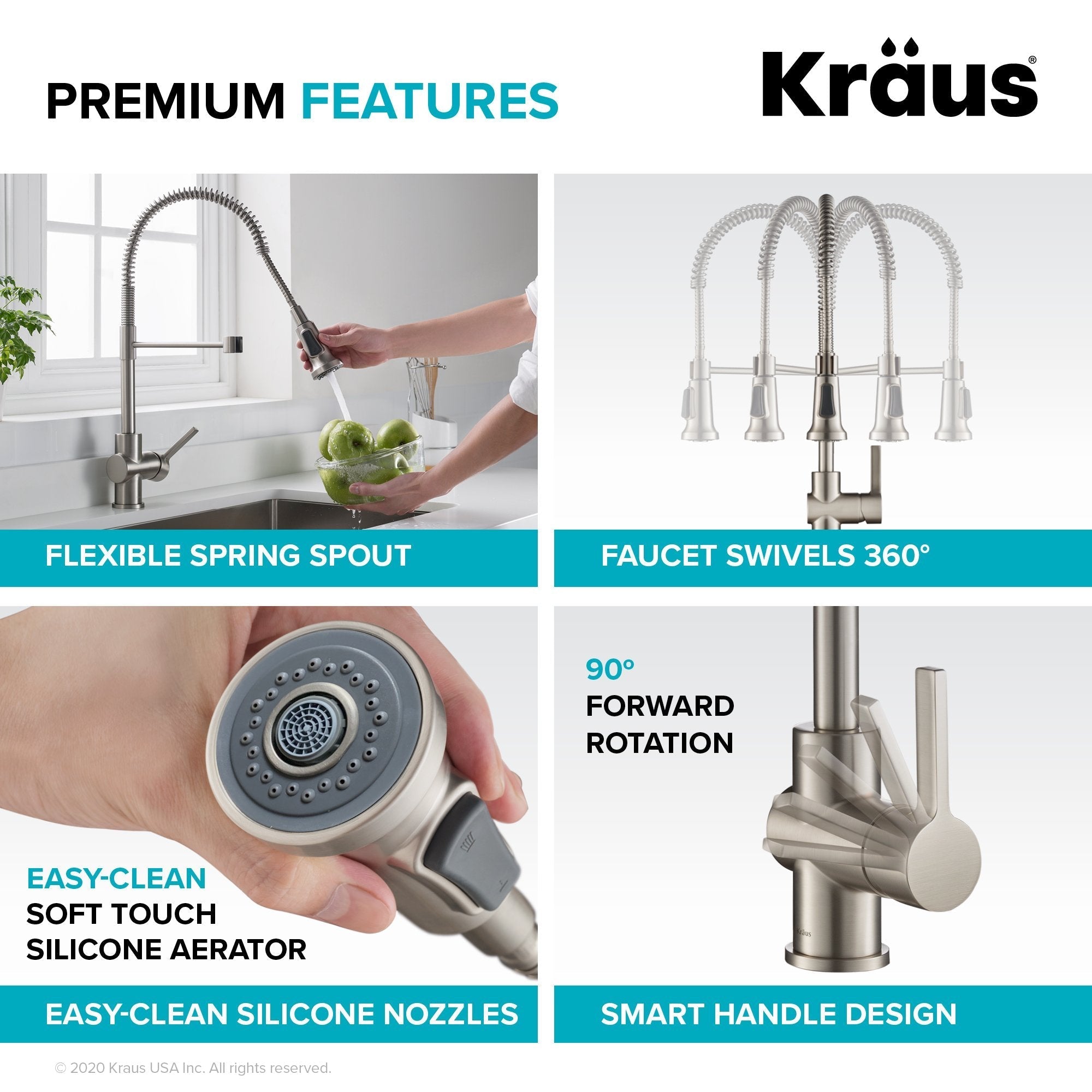 KRAUS Britt Commercial Style Kitchen Faucet and Purita Water Filter Faucet Combo in Spot Free Stainless Steel KPF-1690-FF-100SFS | DirectSinks