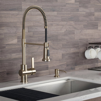 KRAUS Britt Commercial Style Kitchen Faucet in Brushed Gold KPF-1690BG | DirectSinks