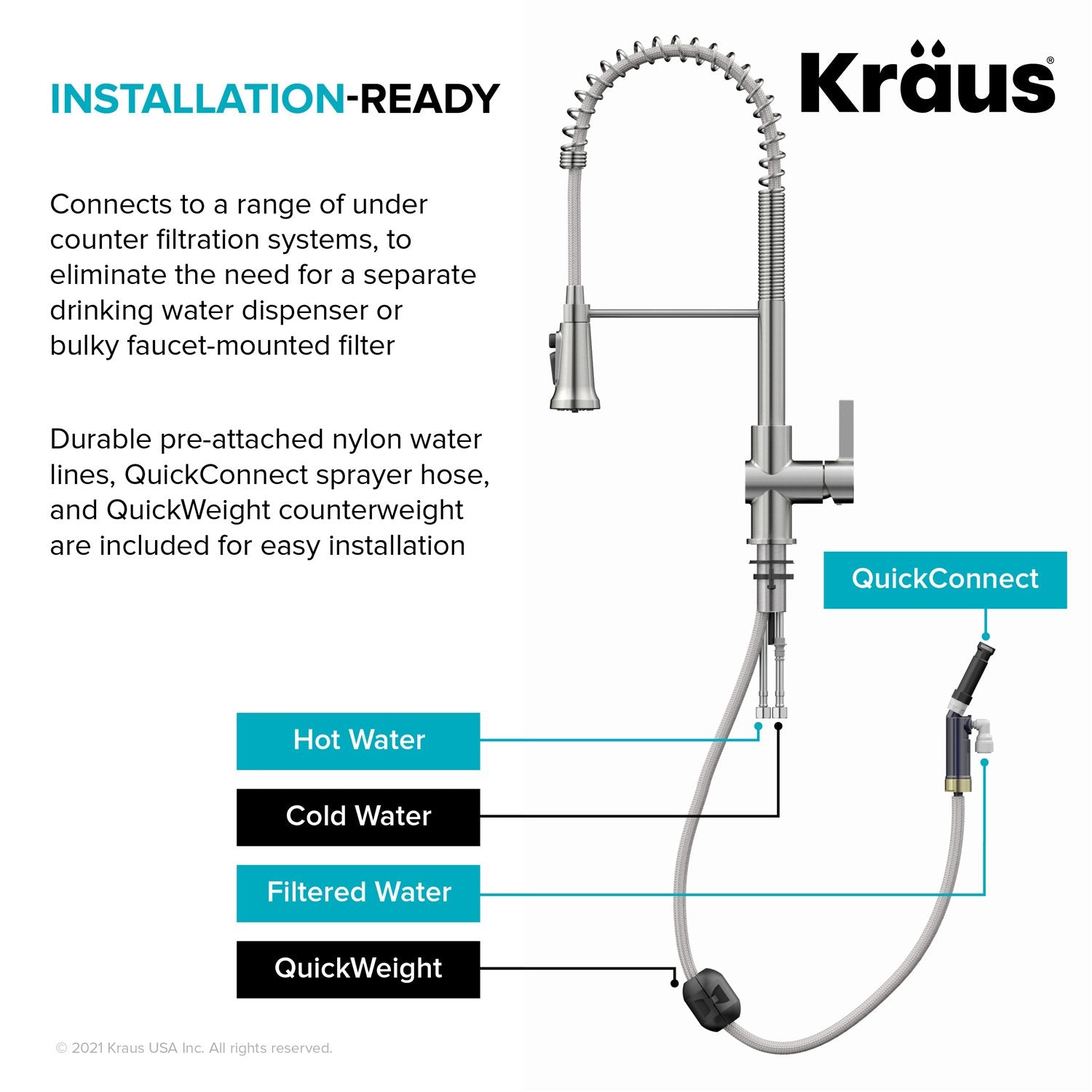 KRAUS Britt Commercial Style Kitchen Faucet with Integrated Water Filter Spout in Matte Black-Kitchen Faucets-DirectSinks