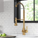 KRAUS Britt Commercial Style Pull-Down Single Handle Kitchen Faucet in Brushed Brass KPF-1691BB | DirectSinks